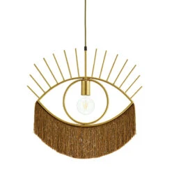 Suspension Oeil Taille L En Métal Doré Et Franges - Stoltz