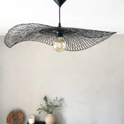 Abat-Jour Ondulé Libellule En Bambou Coloris Noir - 3 Tailles -Décoration Intérieur suspension ondulee libellule bambou coloris noir mat 4