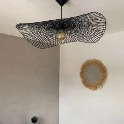 Abat-Jour Ondulé Libellule En Bambou Coloris Noir - 3 Tailles -Décoration Intérieur suspension ondulee libellule bambou coloris noir mat 5