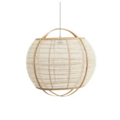 Abat Jour Pour Luminaire Forme Ronde En Lin Et Bambou - Opjet Paris