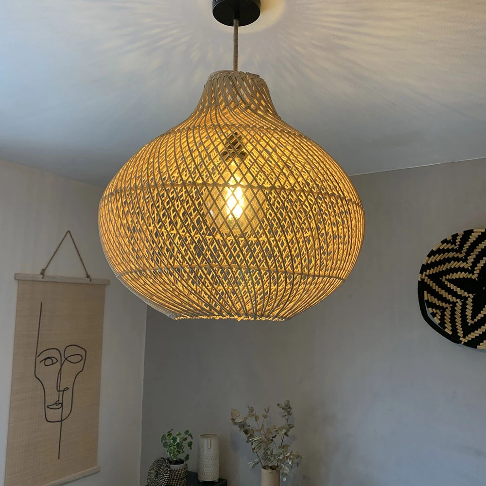 Abat Jour Pour Lampe En Rotin De Bali Coloris Naturel Faite à La Main 2 Abat Jour Pour Lampe En Rotin De Bali Coloris Naturel Faite à La Main – Image 2