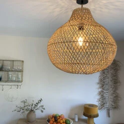 Abat Jour Pour Lampe En Rotin De Bali Coloris Naturel Faite à La Main