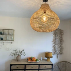 Abat Jour Pour Lampe En Rotin De Bali Coloris Naturel Faite à La Main 13 Abat Jour Pour Lampe En Rotin De Bali Coloris Naturel Faite à La Main -Décoration Intérieur suspension rotin l coloris naturel d 40 cm 4