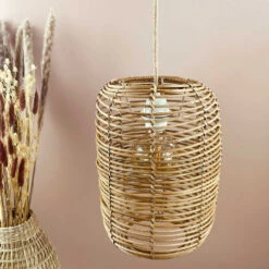 Abat Jour Pour Luminaire Rotin Naturel Forme Lanterne -Décoration Intérieur suspension rotin naturel forme lanterne 4
